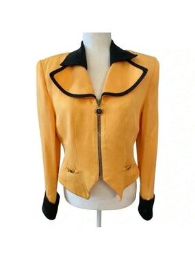 Solini Womens Vintage Yellow Blazer Jacket 80s 90s Business Working Girl.